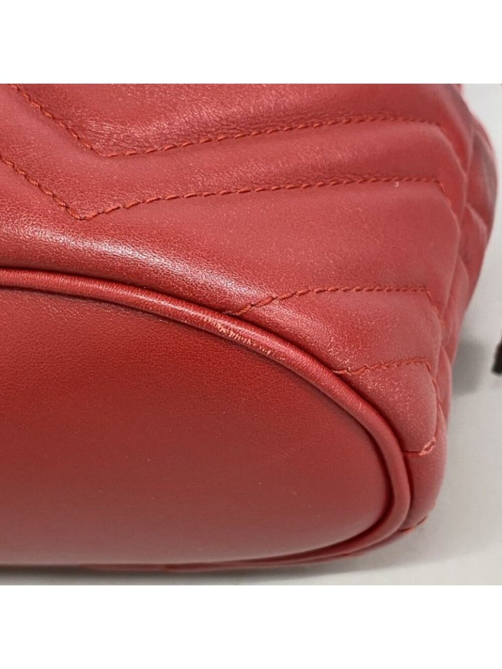 Gucci Backpack GG Marmont Leather Red Gold - Picture 6 of 10